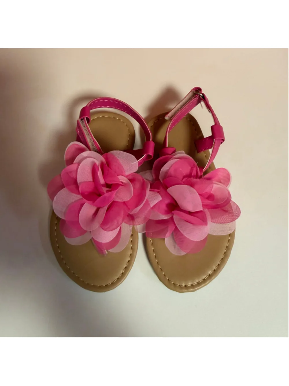 Girls Flower Sandals Shoes Pink Beige Size 5/6